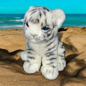 Hansa Creations White Tiger Cub Plush 8" Realistic Baby Cat 2015 Nursery Decor